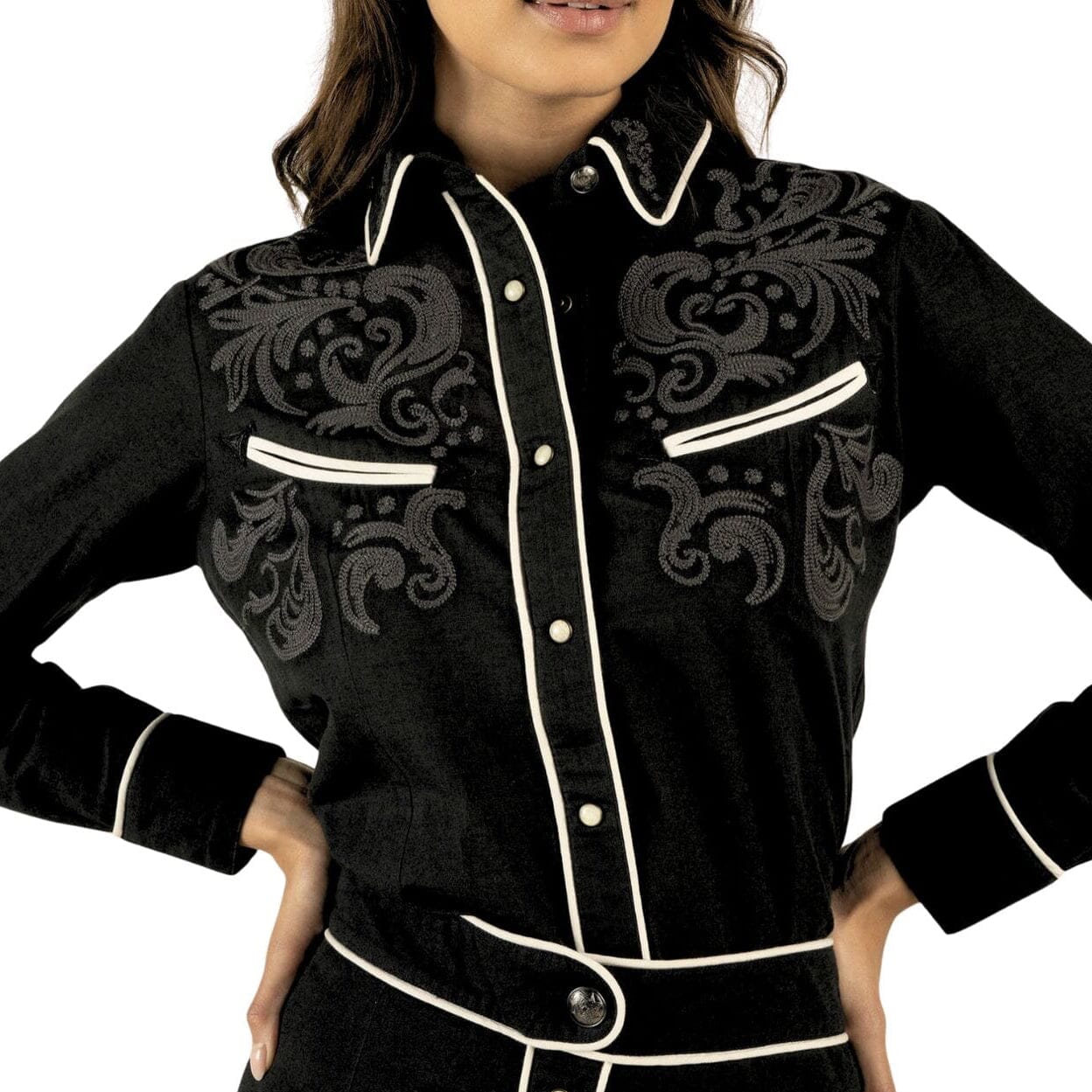 Santa Fe Marketplace Women’s Black Snap Button Shirt Product Image: Women’s Black Snap Button Shirt