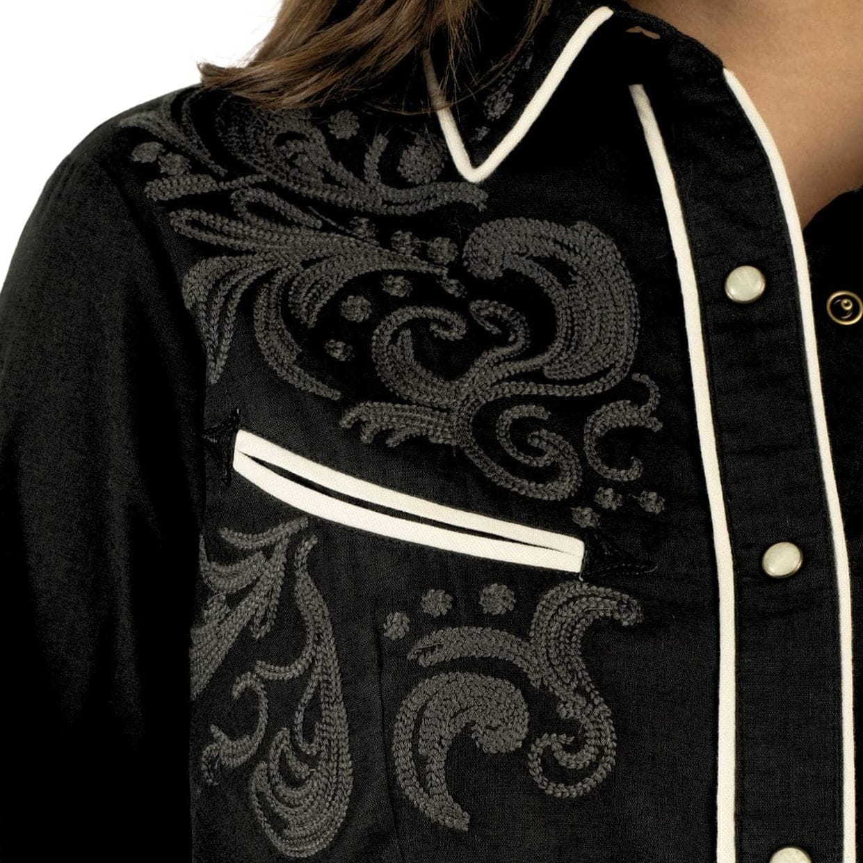 Santa Fe Marketplace Women’s Black Snap Button Shirt Product Image: Women’s Black Snap Button Shirt