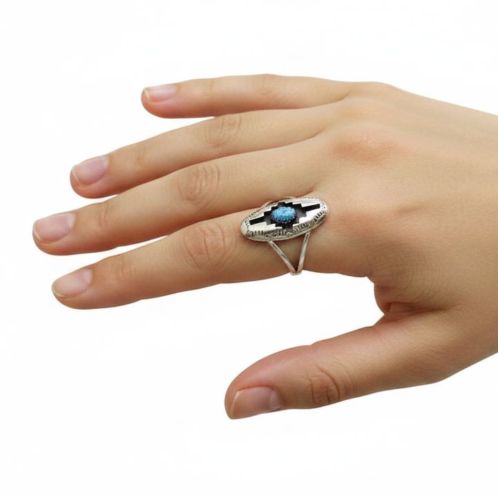 Santa Fe Marketplace Shadow Box Turquoise Ring Product Image: Shadow Box Turquoise Ring