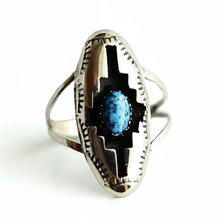 Santa Fe Marketplace Shadow Box Turquoise Ring Product Image: Shadow Box Turquoise Ring