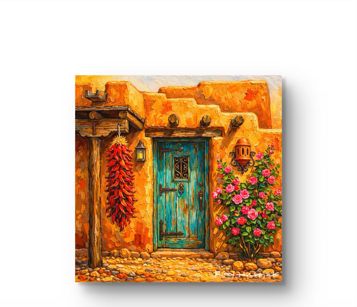 Santa Fe Marketplace MINI_The Turquoise Door of Santa Fe 12″X8″ -PRINT- Product Image: MINI_The Turquoise Door of Santa Fe 12″X8″ -PRINT-