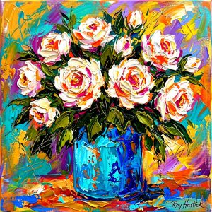 Product Image: MINI_White Roses in Capri Blue 12″X12″- Print