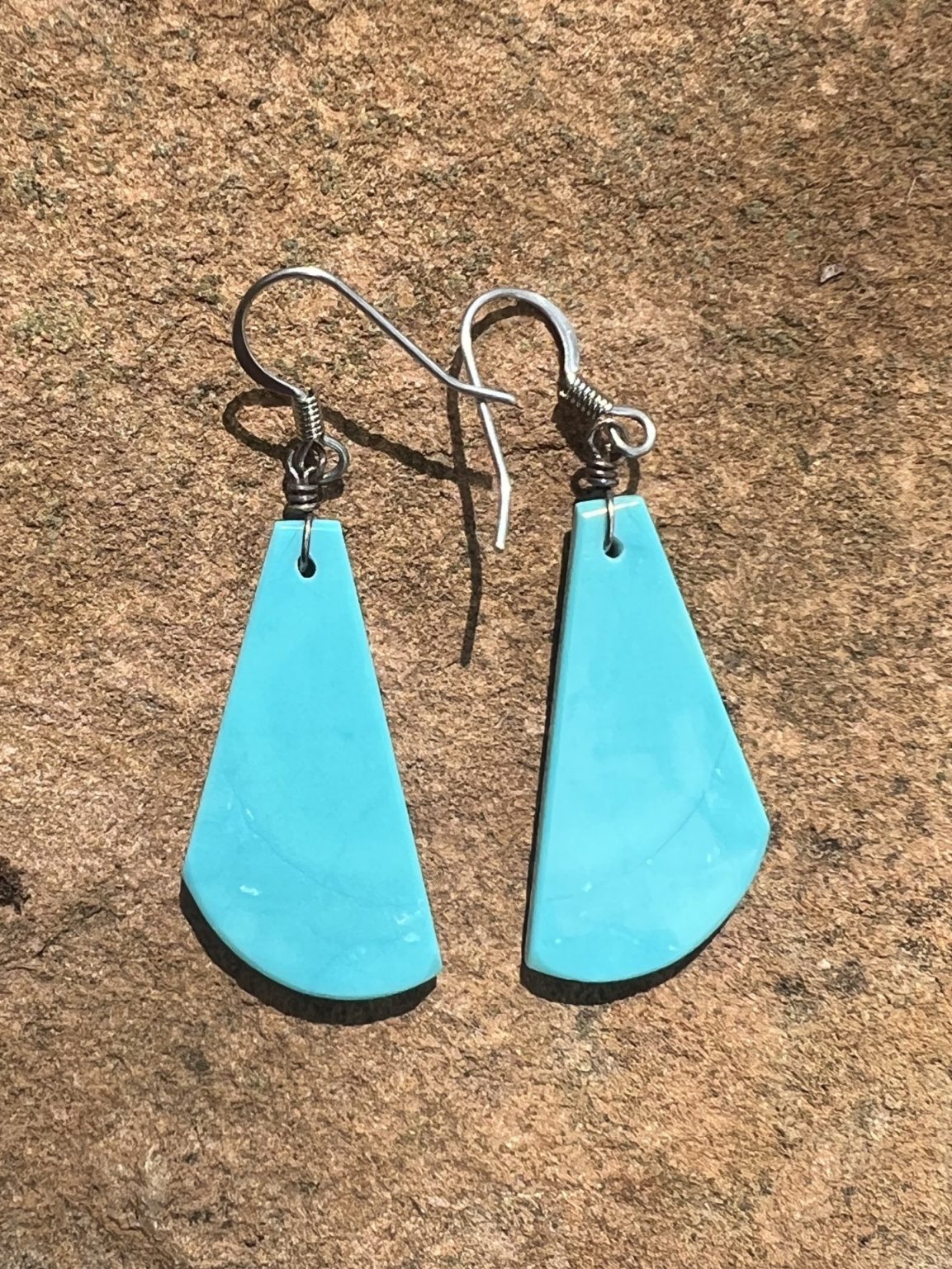 Santa Fe Marketplace Curvy Turquoise Slab Earrings Product Image: Curvy Turquoise Slab Earrings