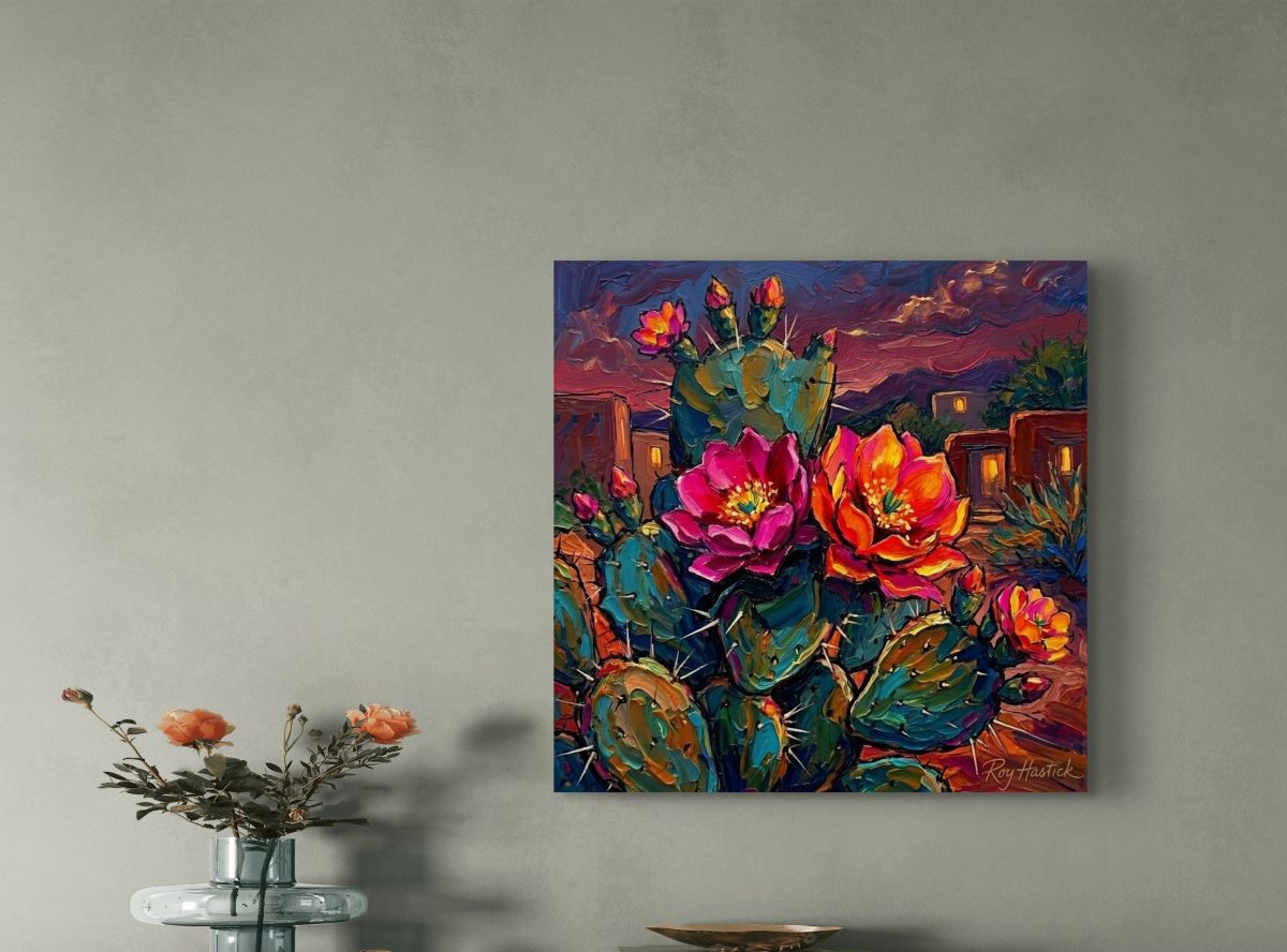 Santa Fe Marketplace MINI_Santa Fe Adobe Twilight Bloom-12″X12″ DIGITAL Canvas Print Product Image: MINI_Santa Fe Adobe Twilight Bloom-12″X12″ DIGITAL Canvas Print