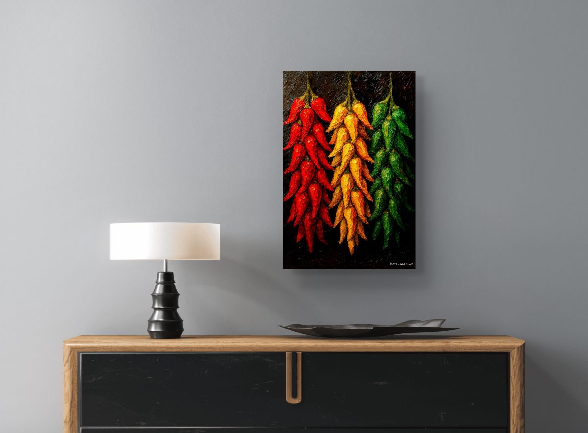 Santa Fe Marketplace MINI_Santa Fe Peppers -12’X12″-Digital CANVAS PRINT- Product Image: MINI_Santa Fe Peppers -12’X12″-Digital CANVAS PRINT-