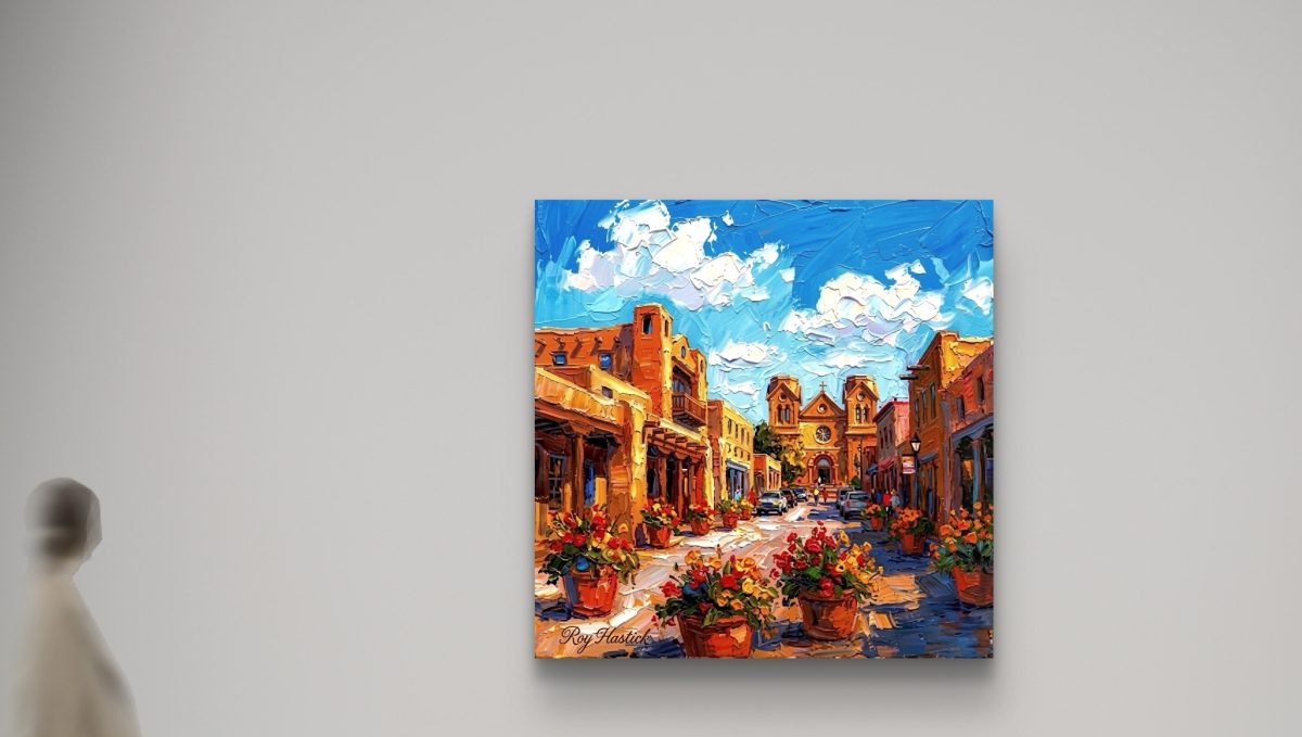 Santa Fe Marketplace MINI_ A Stroll Down San Francisco Street 12’X12″-CANVAS PRINT- Product Image: MINI_ A Stroll Down San Francisco Street 12’X12″-CANVAS PRINT-