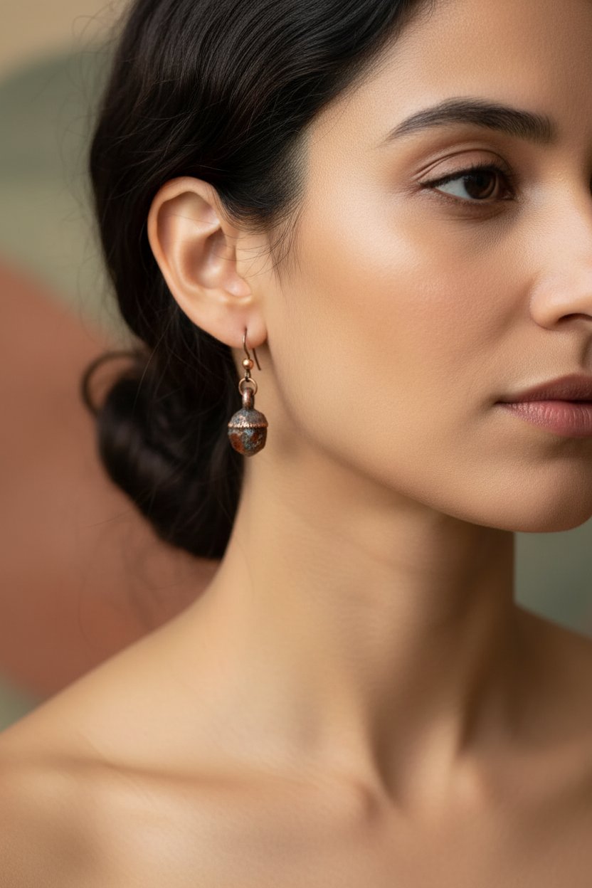 Santa Fe Marketplace Spessartine Garnet Earrings | Raw Dodecahedral Crystals | Handcrafted Electroformed Copper | Made to Order Product Image: Spessartine Garnet Earrings | Raw Dodecahedral Crystals | Handcrafted Electroformed Copper | Made to Order