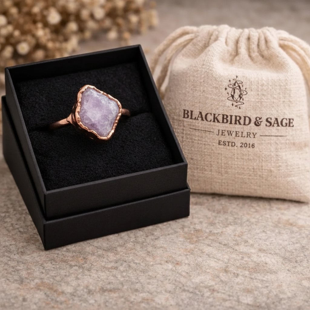 Santa Fe Marketplace Lepidolite Ring | Handcrafted Electroformed Copper | Made to Order Product Image: Lepidolite Ring | Handcrafted Electroformed Copper | Made to Order