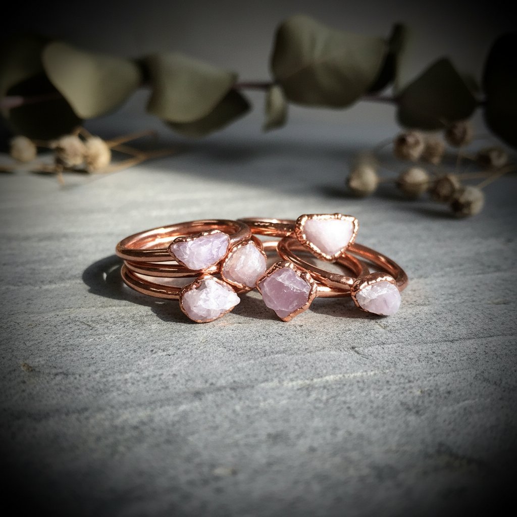Santa Fe Marketplace Kunzite Ring | Handcrafted Electroformed Copper | Made to Order Product Image: Kunzite Ring | Handcrafted Electroformed Copper | Made to Order