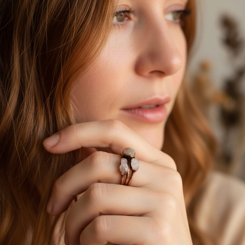 Santa Fe Marketplace Kunzite Ring | Handcrafted Electroformed Copper | Made to Order Product Image: Kunzite Ring | Handcrafted Electroformed Copper | Made to Order
