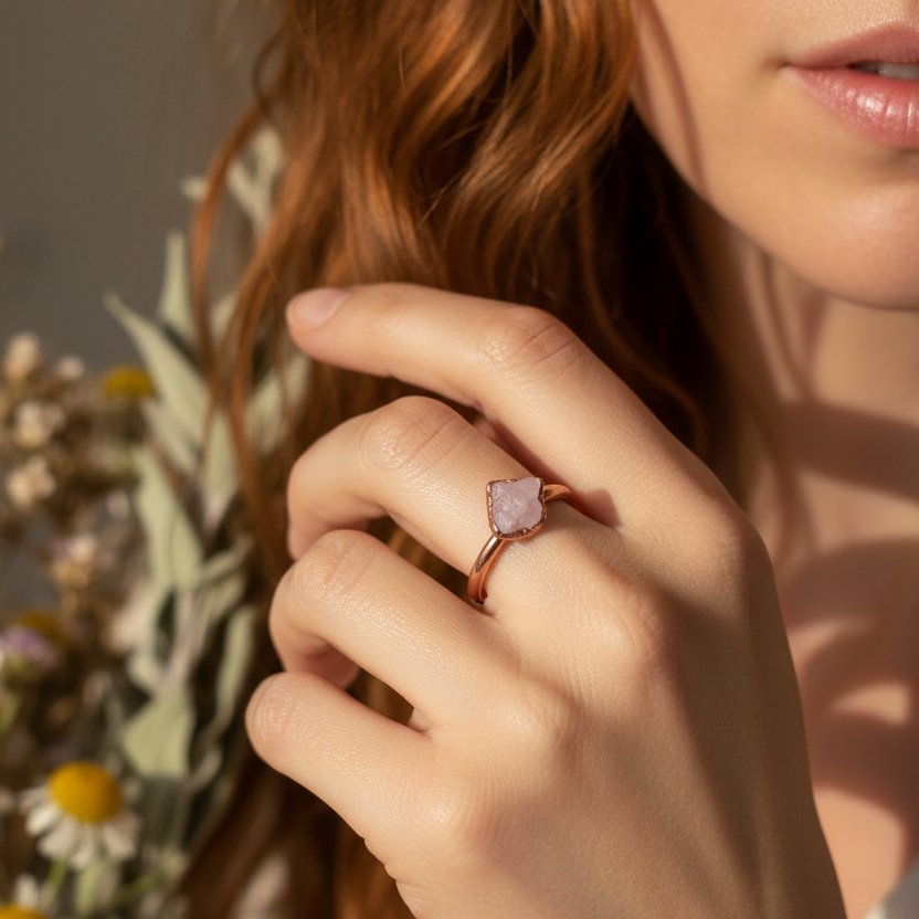 Santa Fe Marketplace Kunzite Ring | Handcrafted Electroformed Copper | Made to Order Product Image: Kunzite Ring | Handcrafted Electroformed Copper | Made to Order