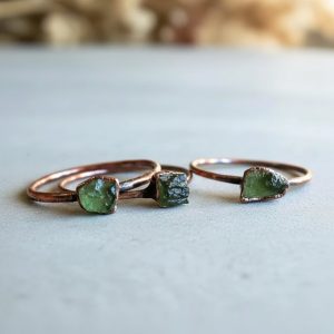 Product Image: Raw Moldavite Ring | Handcrafted Electroformed Copper | Made to Order