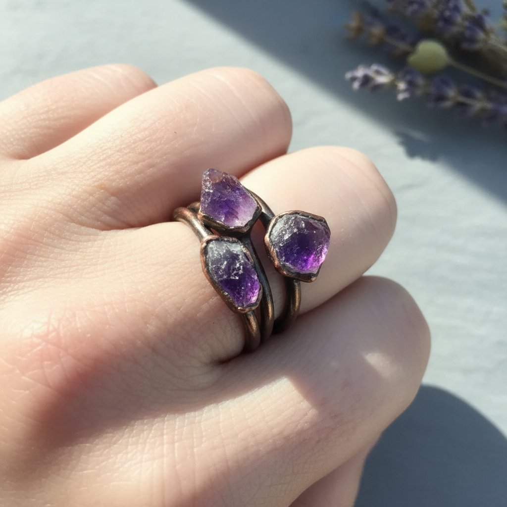 Santa Fe Marketplace Raw Amethyst Ring | Electroformed Copper | Custom Sized | Made to Order Product Image: Raw Amethyst Ring | Electroformed Copper | Custom Sized | Made to Order