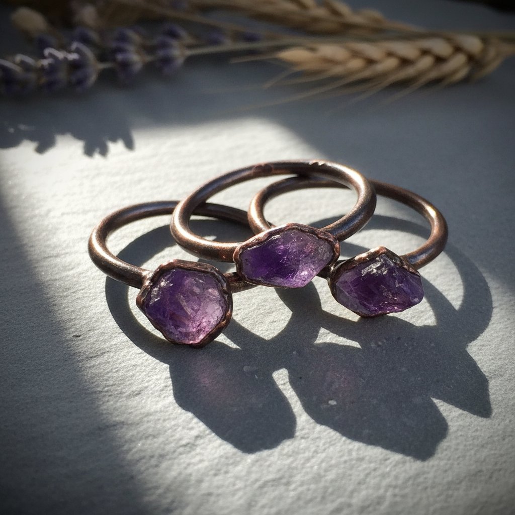 Santa Fe Marketplace Raw Amethyst Ring | Electroformed Copper | Custom Sized | Made to Order Product Image: Raw Amethyst Ring | Electroformed Copper | Custom Sized | Made to Order