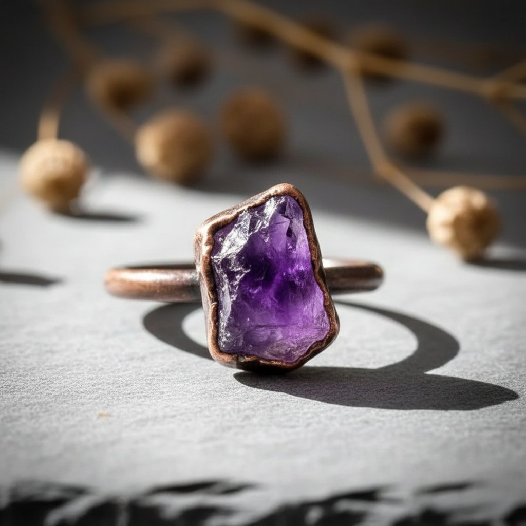 Santa Fe Marketplace Raw Amethyst Ring | Electroformed Copper | Custom Sized | Made to Order Product Image: Raw Amethyst Ring | Electroformed Copper | Custom Sized | Made to Order