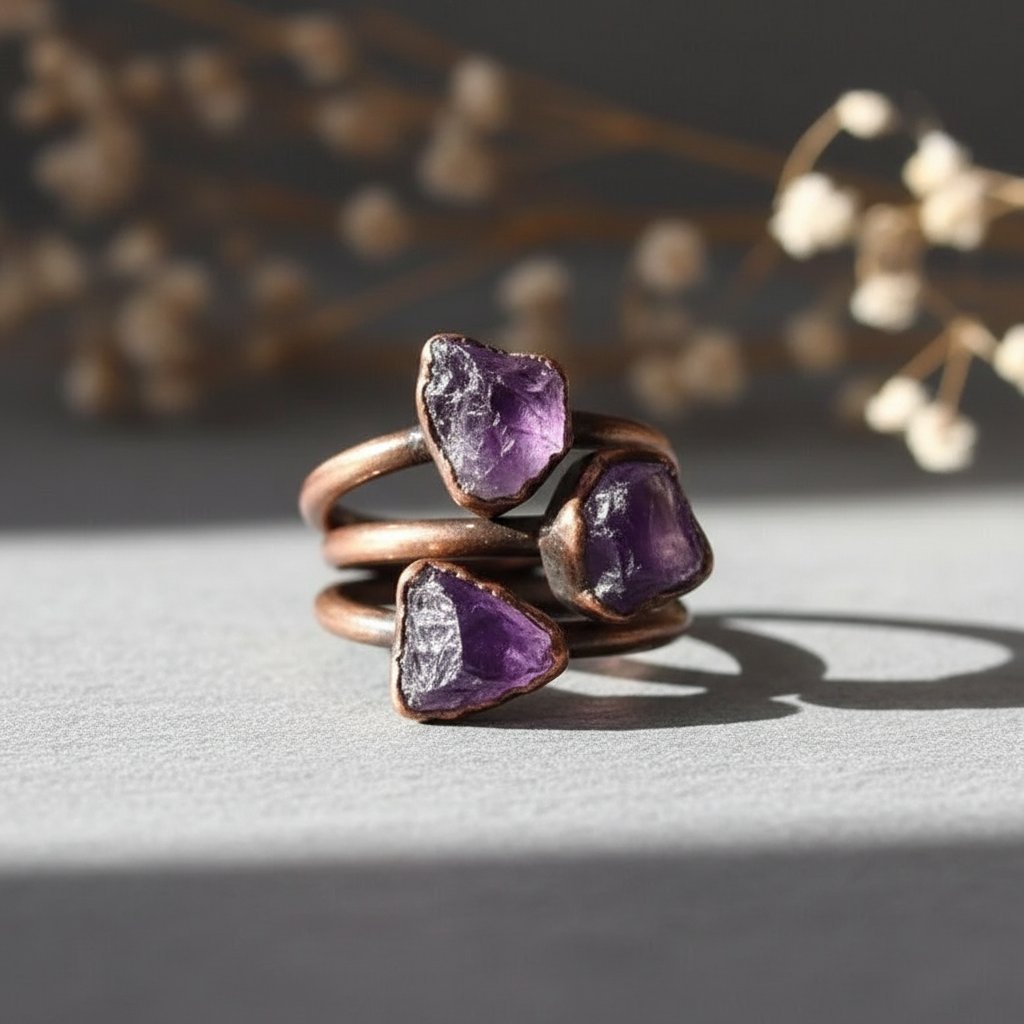 Santa Fe Marketplace Raw Amethyst Ring | Electroformed Copper | Custom Sized | Made to Order Product Image: Raw Amethyst Ring | Electroformed Copper | Custom Sized | Made to Order