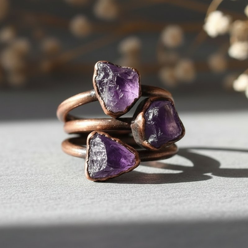 Santa Fe Marketplace Raw Amethyst Ring | Electroformed Copper | Custom Sized | Made to Order Product Image: Raw Amethyst Ring | Electroformed Copper | Custom Sized | Made to Order