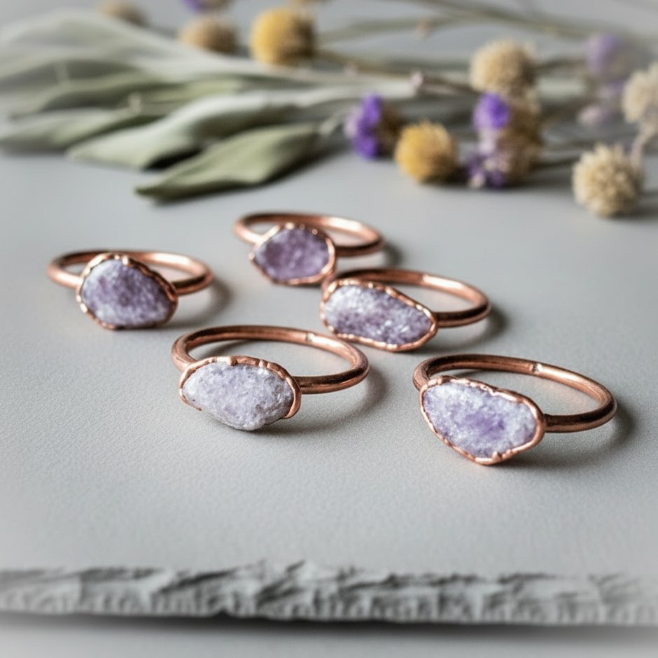 Santa Fe Marketplace Lepidolite Ring | Handcrafted Electroformed Copper | Made to Order Product Image: Lepidolite Ring | Handcrafted Electroformed Copper | Made to Order