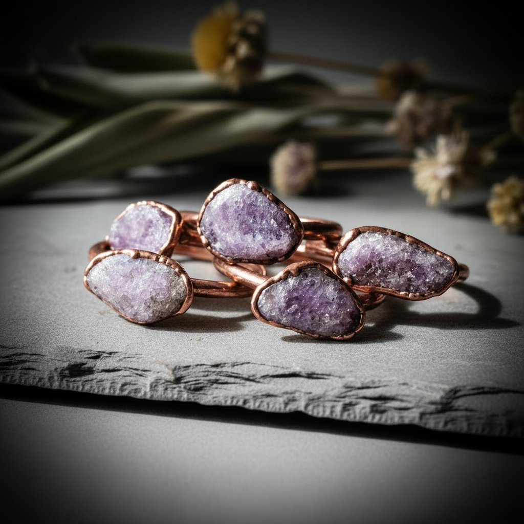 Santa Fe Marketplace Lepidolite Ring | Handcrafted Electroformed Copper | Made to Order Product Image: Lepidolite Ring | Handcrafted Electroformed Copper | Made to Order