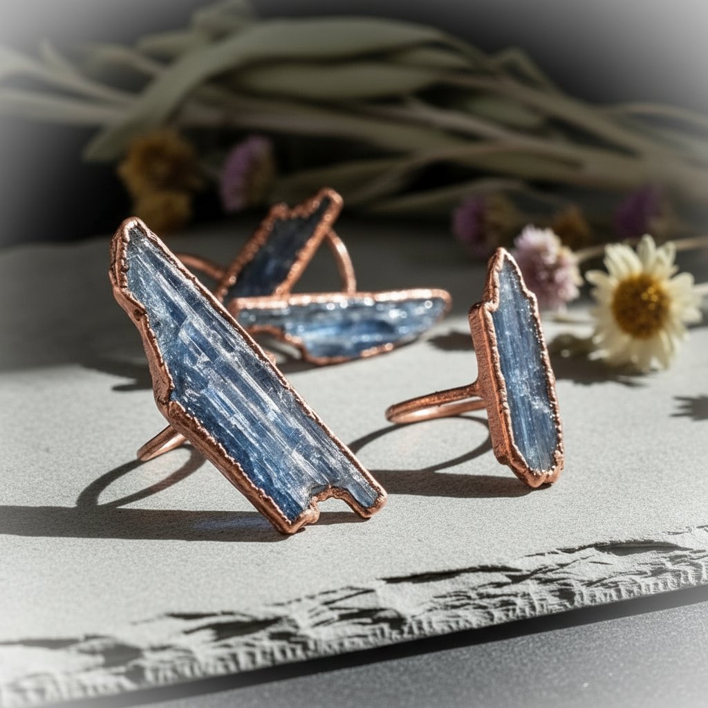 Santa Fe Marketplace Blue Kyanite Ring | Raw Blade | Handcrafted Electroformed Copper | Made to Order Product Image: Blue Kyanite Ring | Raw Blade | Handcrafted Electroformed Copper | Made to Order