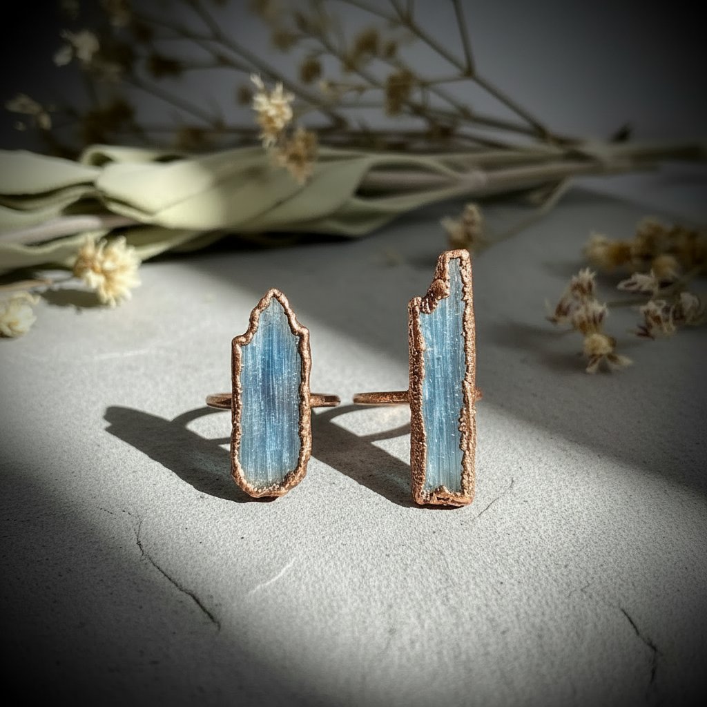 Santa Fe Marketplace Blue Kyanite Ring | Raw Blade | Handcrafted Electroformed Copper | Made to Order Product Image: Blue Kyanite Ring | Raw Blade | Handcrafted Electroformed Copper | Made to Order