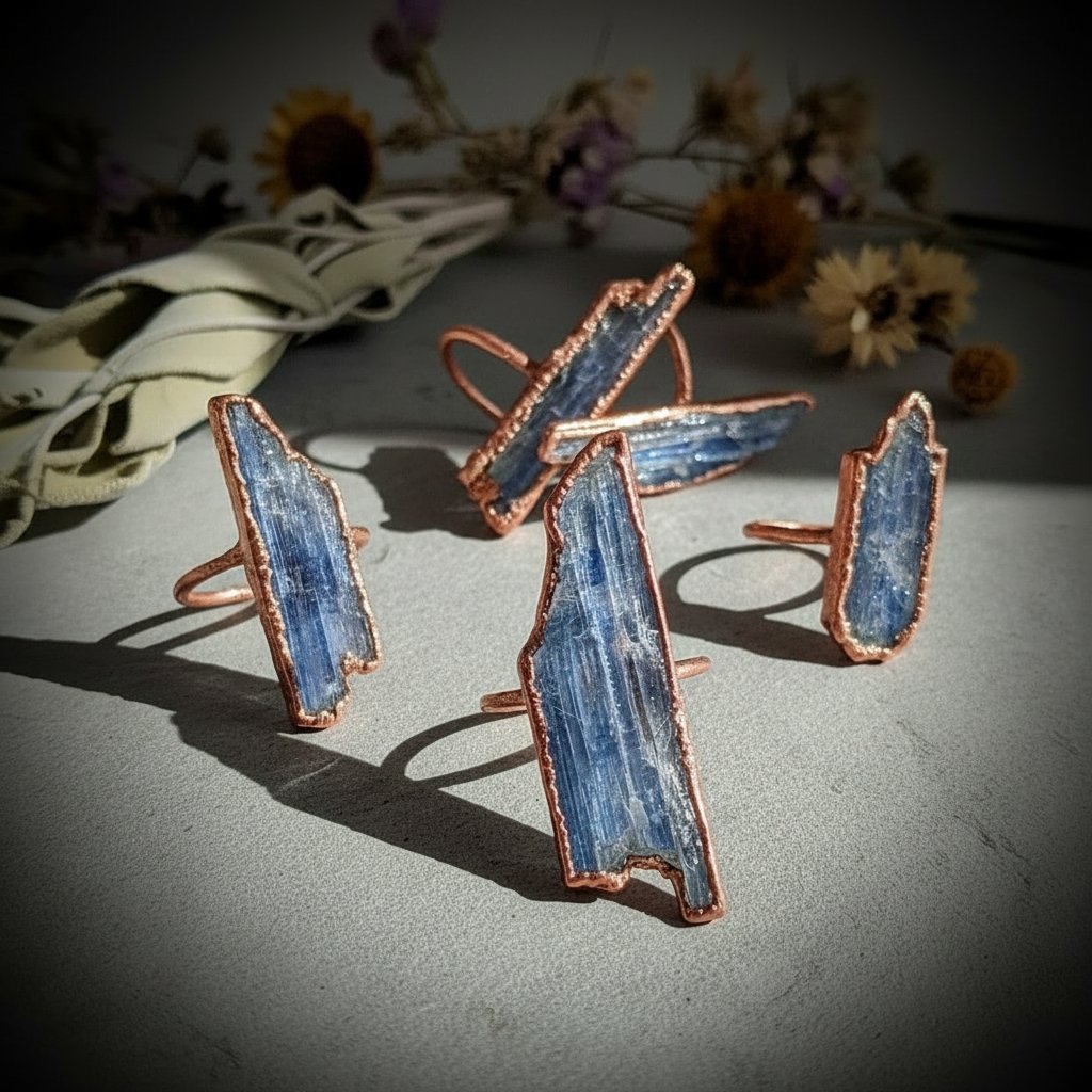 Santa Fe Marketplace Blue Kyanite Ring | Raw Blade | Handcrafted Electroformed Copper | Made to Order Product Image: Blue Kyanite Ring | Raw Blade | Handcrafted Electroformed Copper | Made to Order
