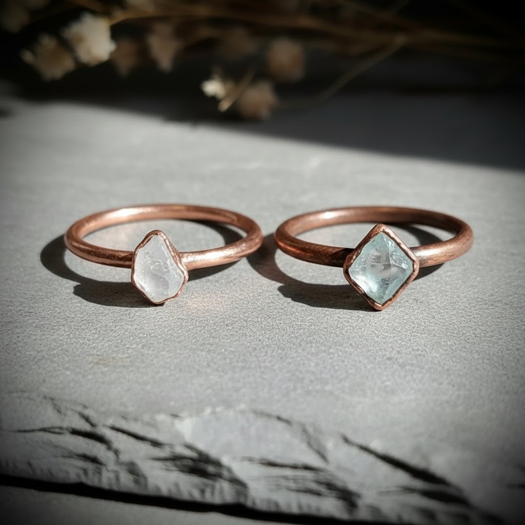 Santa Fe Marketplace Herkimer Diamond Ring | Raw Quartz Crystal | Handcrafted Electroformed Copper | Made to Order Product Image: Herkimer Diamond Ring | Raw Quartz Crystal | Handcrafted Electroformed Copper | Made to Order