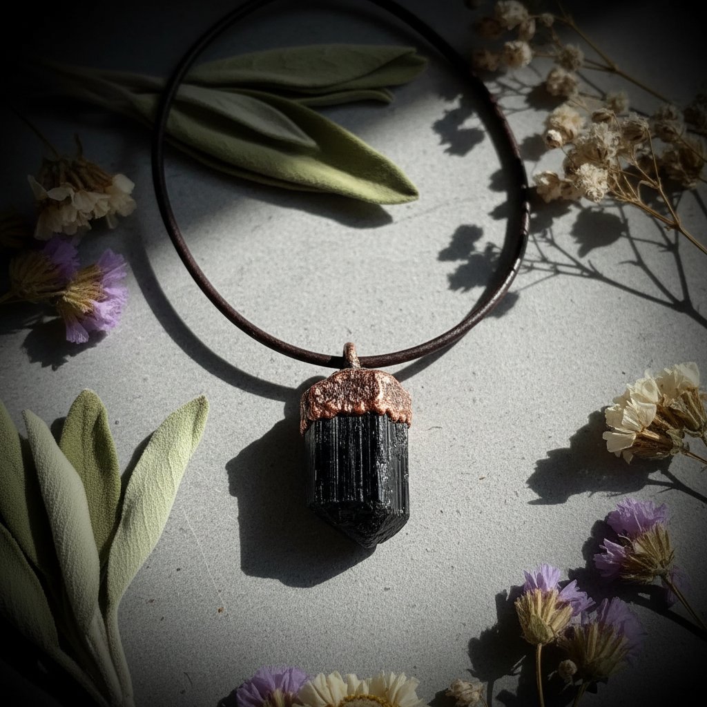 Santa Fe Marketplace Raw Black Tourmaline Necklace | Crystal Talisman | Handcrafted Copper | Ready to Ship Product Image: Raw Black Tourmaline Necklace | Crystal Talisman | Handcrafted Copper | Ready to Ship