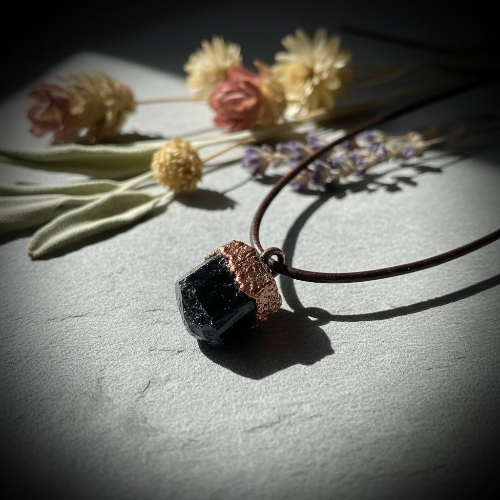 Santa Fe Marketplace Raw Black Tourmaline Necklace | Crystal Talisman | Handcrafted Copper | Ready to Ship Product Image: Raw Black Tourmaline Necklace | Crystal Talisman | Handcrafted Copper | Ready to Ship