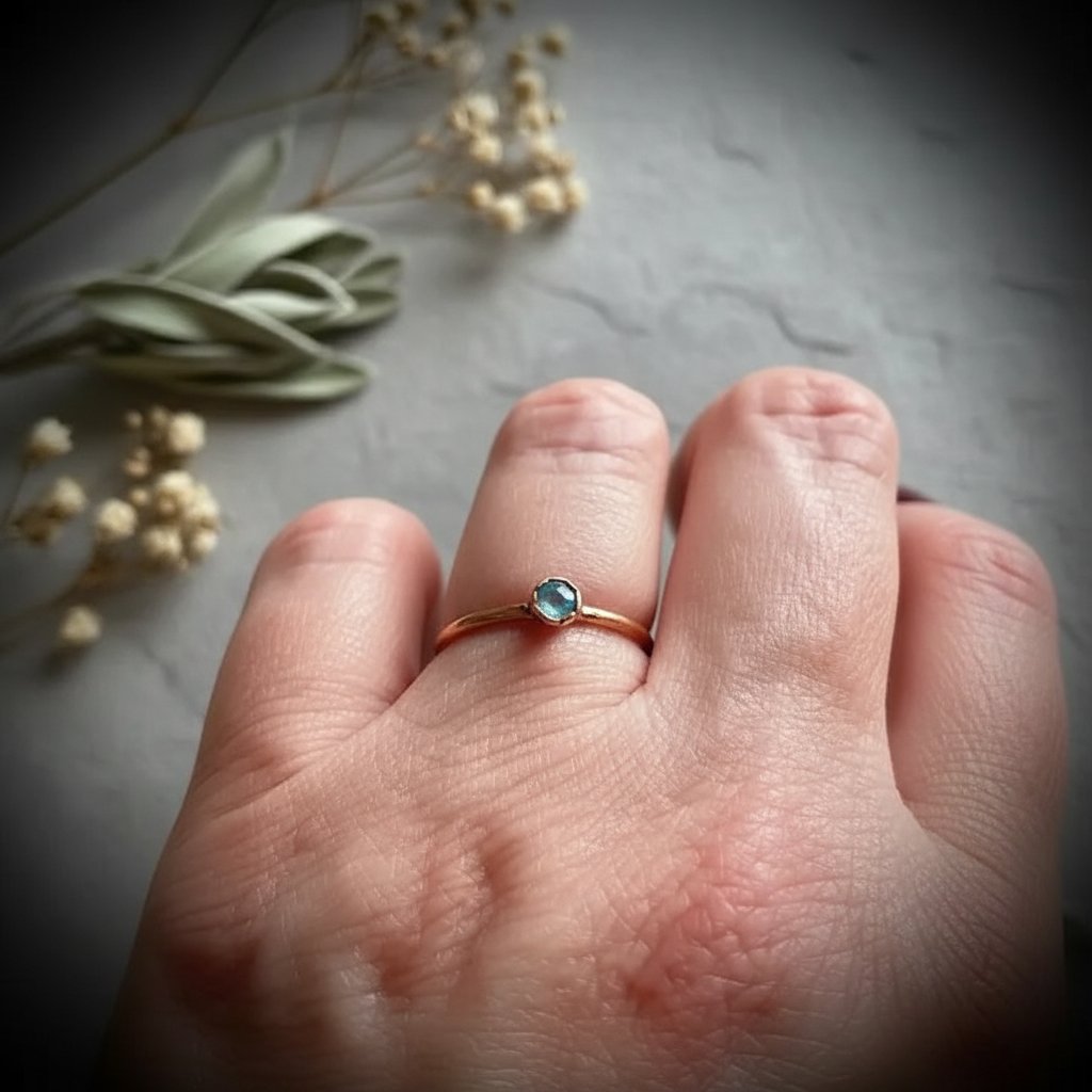 Santa Fe Marketplace Swiss Blue Topaz Ring | Electroformed Copper | Made to Order Product Image: Swiss Blue Topaz Ring | Electroformed Copper | Made to Order