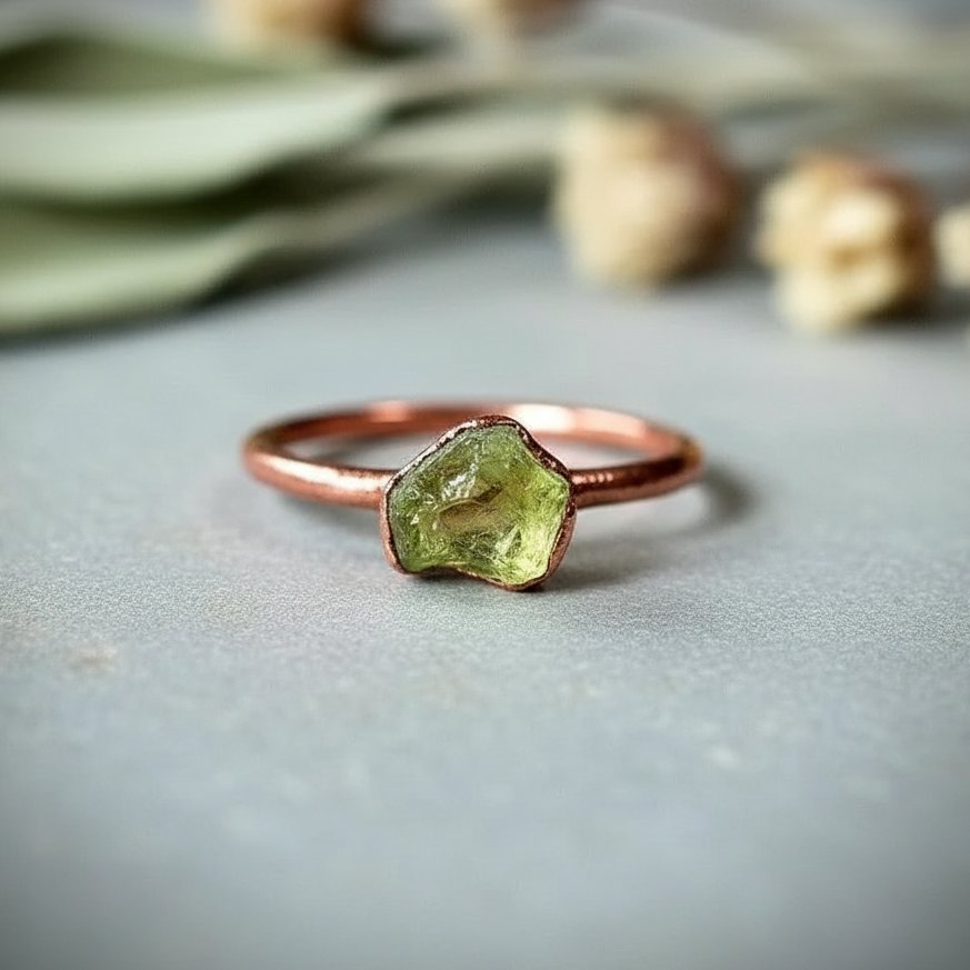 Santa Fe Marketplace Raw Peridot Ring | Electroformed Copper | Made to Order Product Image: Raw Peridot Ring | Electroformed Copper | Made to Order