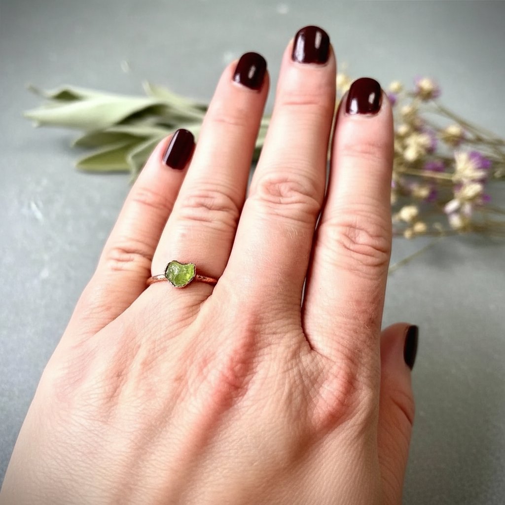 Santa Fe Marketplace Raw Peridot Ring | Electroformed Copper | Made to Order Product Image: Raw Peridot Ring | Electroformed Copper | Made to Order