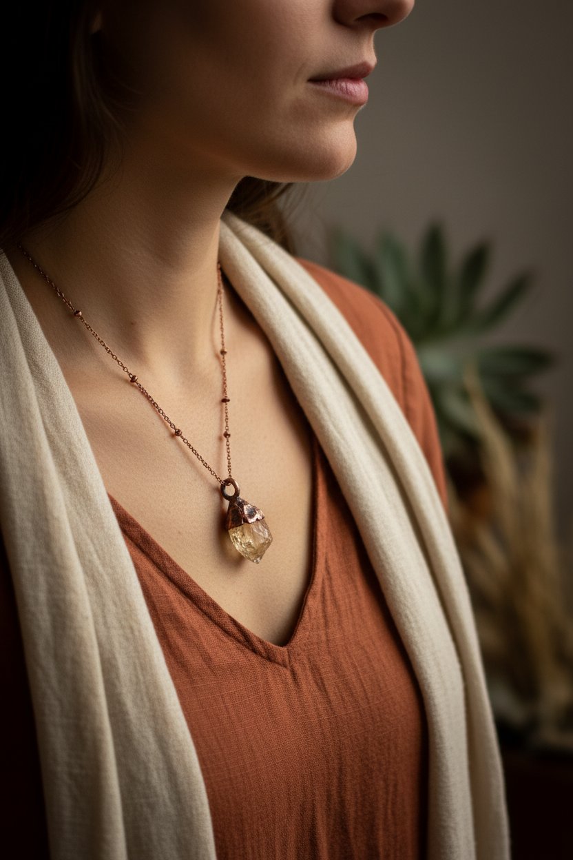 Santa Fe Marketplace Raw Citrine Necklace | Electroformed Copper | Made to Order Product Image: Raw Citrine Necklace | Electroformed Copper | Made to Order