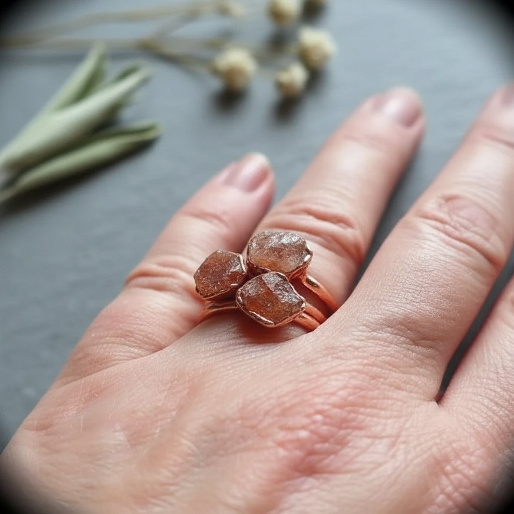 Santa Fe Marketplace Raw Sunstone Ring | Electroformed Copper | Made to Order Product Image: Raw Sunstone Ring | Electroformed Copper | Made to Order