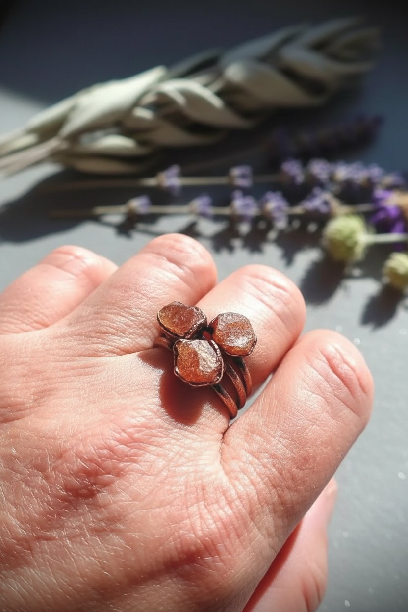 Santa Fe Marketplace Raw Sunstone Ring | Electroformed Copper | Made to Order Product Image: Raw Sunstone Ring | Electroformed Copper | Made to Order