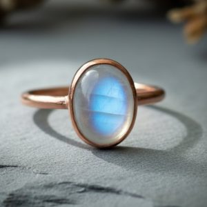 Product Image: Moonstone Ring | 8x6mm Oval | Handcrafted Electroformed Copper | Made to Order
