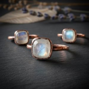 Santa Fe Marketplace Square Cabochon Moonstone Ring | Electroformed Copper | Ready to Ship Product Image: Square Cabochon Moonstone Ring | Electroformed Copper | Ready to Ship