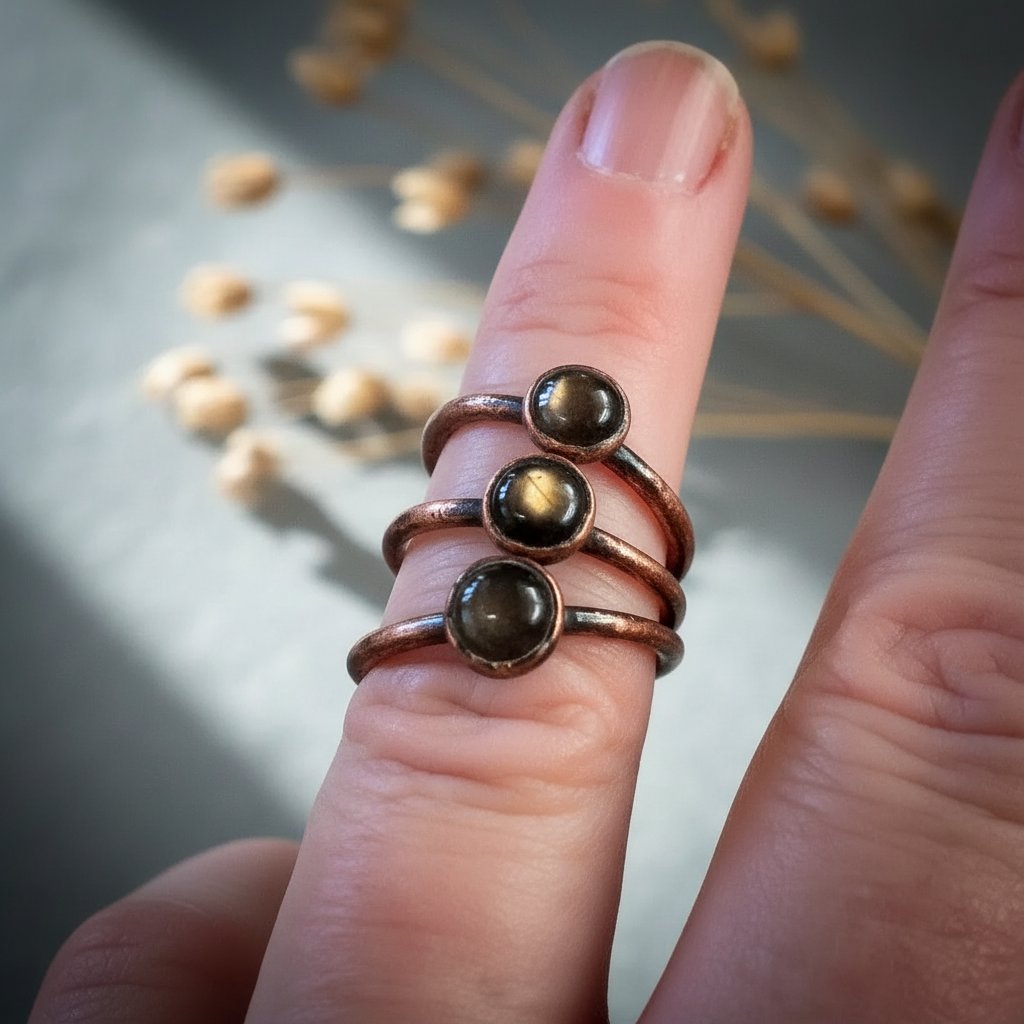 Santa Fe Marketplace Black Moonstone Ring | Electroformed Copper | Made to Order Product Image: Black Moonstone Ring | Electroformed Copper | Made to Order