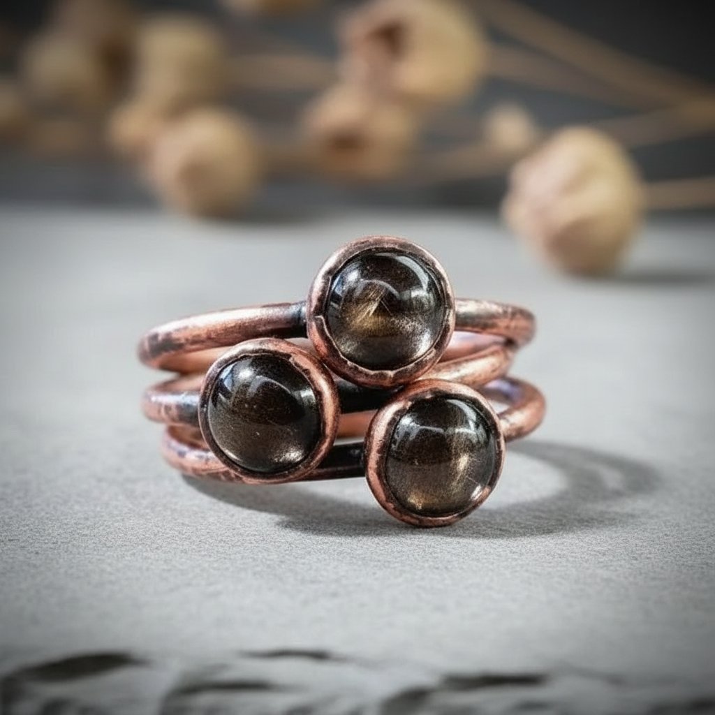 Santa Fe Marketplace Black Moonstone Ring | Electroformed Copper | Made to Order Product Image: Black Moonstone Ring | Electroformed Copper | Made to Order