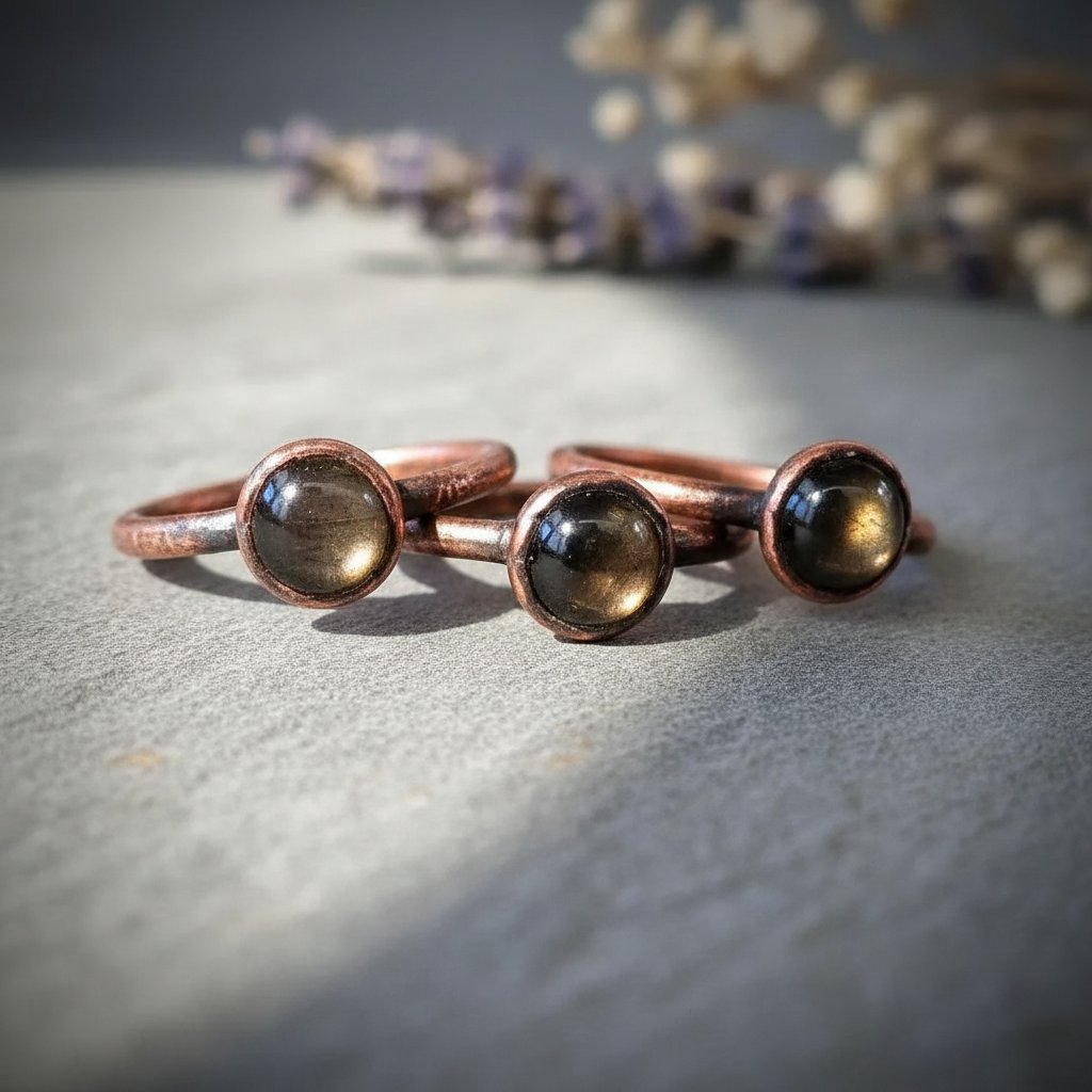 Santa Fe Marketplace Black Moonstone Ring | Electroformed Copper | Made to Order Product Image: Black Moonstone Ring | Electroformed Copper | Made to Order