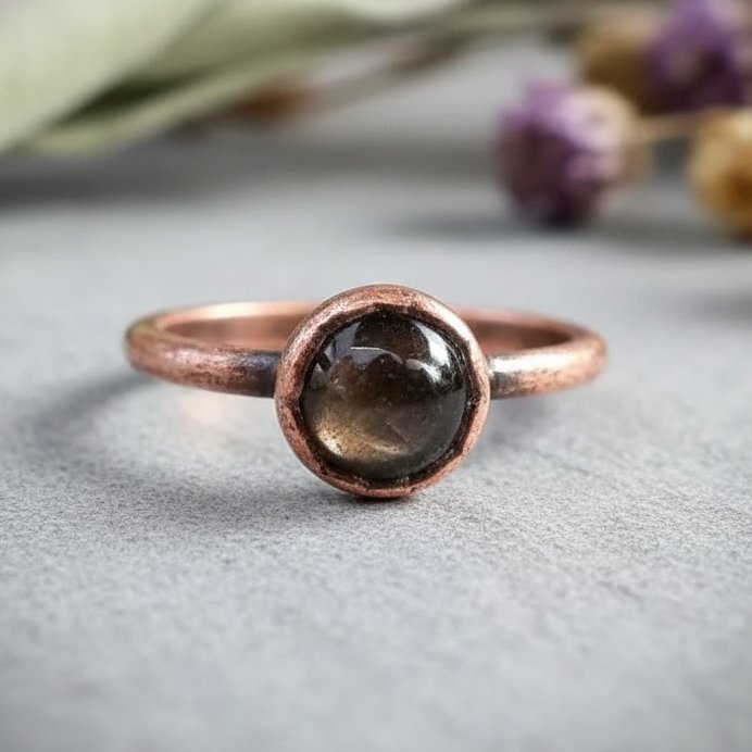 Santa Fe Marketplace Black Moonstone Ring | Electroformed Copper | Made to Order Product Image: Black Moonstone Ring | Electroformed Copper | Made to Order