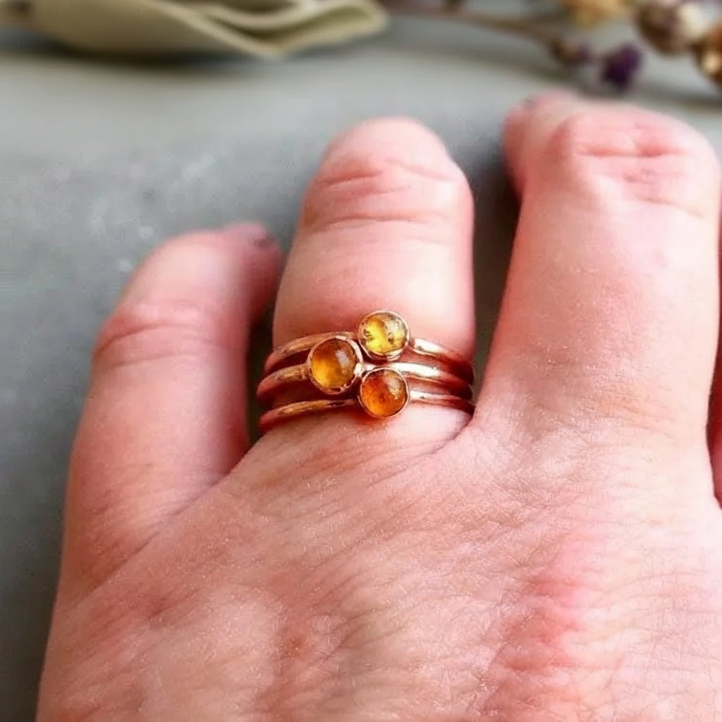 Santa Fe Marketplace Round Cabochon Amber Ring | Electroformed Copper | Made to Order Product Image: Round Cabochon Amber Ring | Electroformed Copper | Made to Order