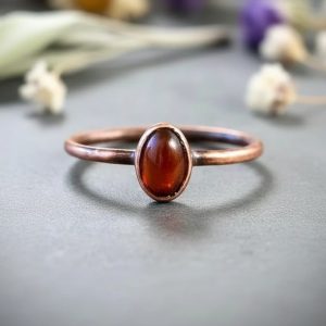 Santa Fe Marketplace Oval Cabochon Amber Ring | Electroformed Copper | Made to Order Product Image: Oval Cabochon Amber Ring | Electroformed Copper | Made to Order