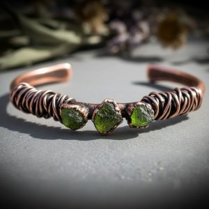 Product Image: Raw Peridot Copper Cuff | Handcrafted Electroformed Copper | August Birthstone | Made to Order