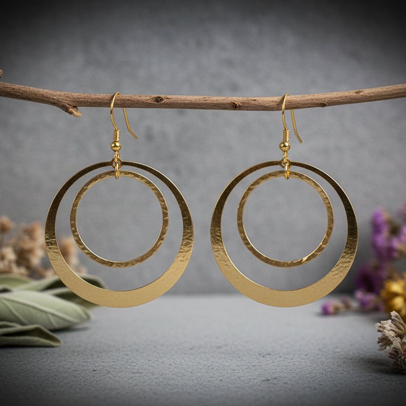 Santa Fe Marketplace Full Circle Brass Hoop Earrings | Hand Hammered | Handcrafted Brass | Ready to Ship Product Image: Full Circle Brass Hoop Earrings | Hand Hammered | Handcrafted Brass | Ready to Ship