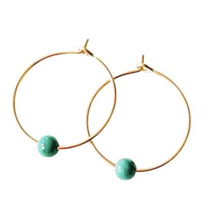 Santa Fe Marketplace Gold & Turquoise Hoop Earrings Product Image: Gold & Turquoise Hoop Earrings