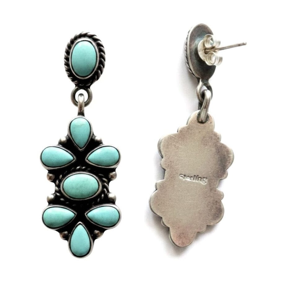 Santa Fe Marketplace Green Turquoise Dangle Earrings Product Image: Green Turquoise Dangle Earrings