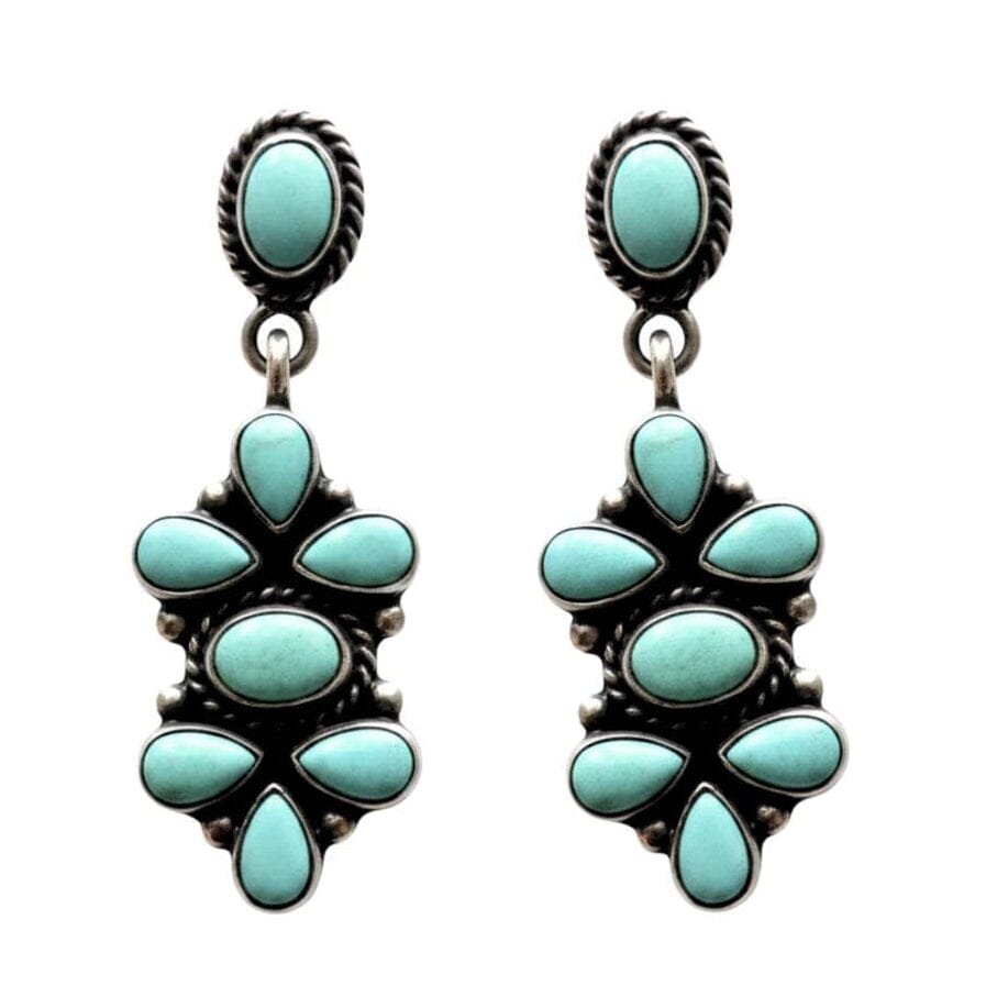 Santa Fe Marketplace Green Turquoise Dangle Earrings Product Image: Green Turquoise Dangle Earrings