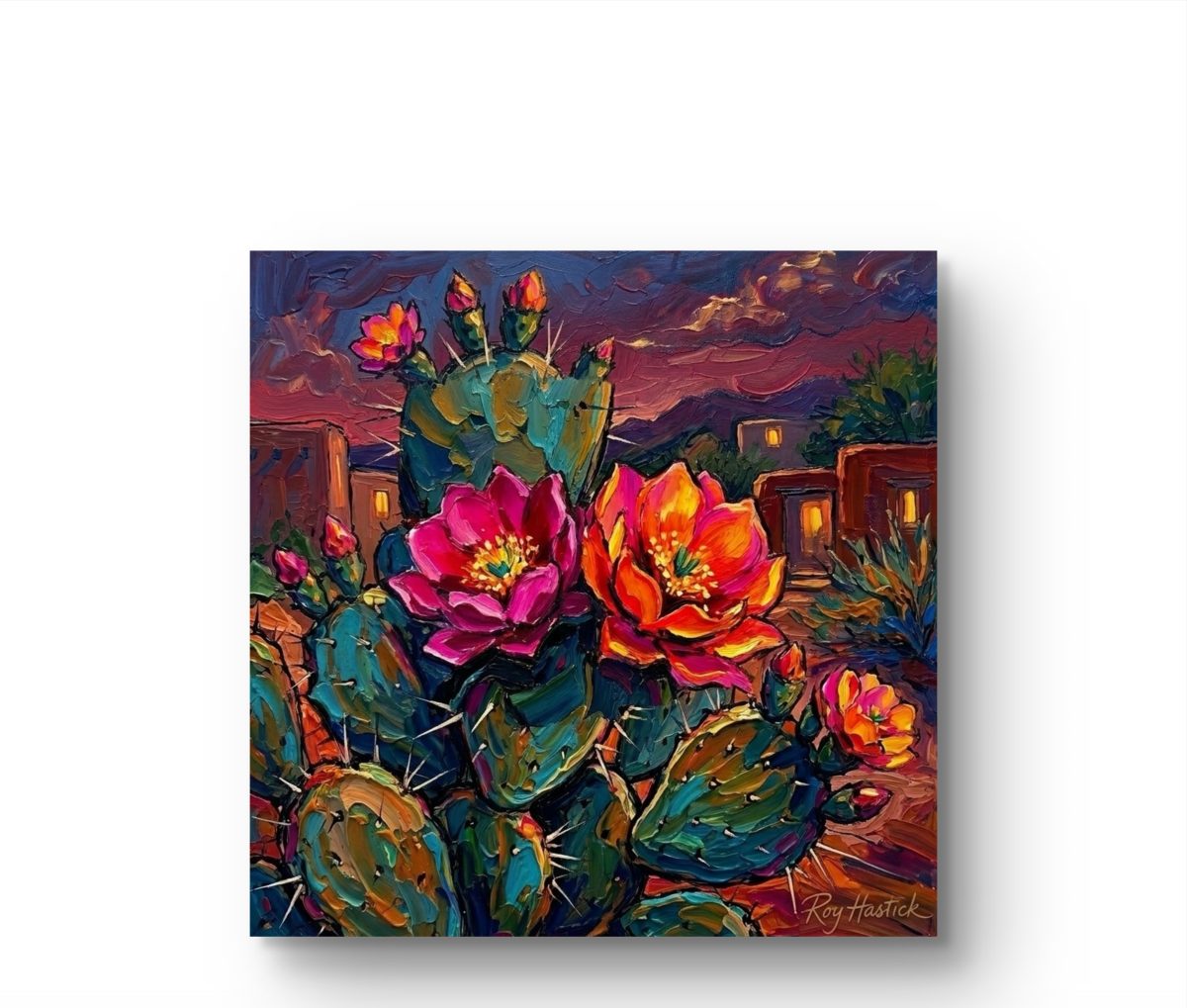 Santa Fe Marketplace MINI_Santa Fe Adobe Twilight Bloom-12″X12″ DIGITAL Canvas Print Product Image: MINI_Santa Fe Adobe Twilight Bloom-12″X12″ DIGITAL Canvas Print