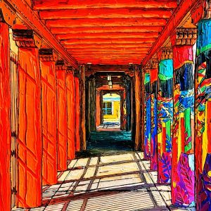 Santa Fe Marketplace MINI_IAIA Museum Walkway – 12×12 Canvas Print Product Image: MINI_IAIA Museum Walkway – 12×12 Canvas Print